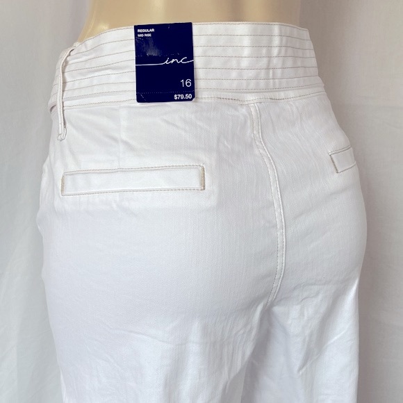 INC International Concepts Wide Leg Pants Size 16R White Color Belted NWT - Picture 8 of 8